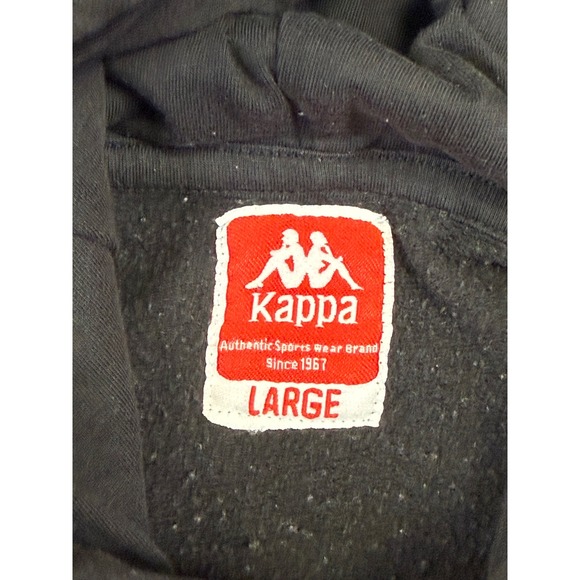 Kappa Mens Omini Logo Graphic Hoodie Black Cotton Blend Pullover Size Large - Picture 3 of 7